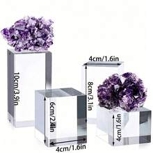 4pcs Acrylic Display Stands, Figurine Display Racks, Transparent Desktop Jewelry Perfume Display Storage Racks, Suitable For Crystal Caves, Rocks, Small Collectibles Display Blocks - one-size - View 3