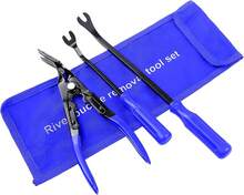 Fkewp 3PCS Car Clip Removal Tool, Auto Trim Upholstery Pry Tool Kit Fastener Rivet Remover With Storage Bag, Door Panel Clip Pliers Set Dashboard Repair Tools For Sedan Truck SUV (Blue) - ColorA - View 1