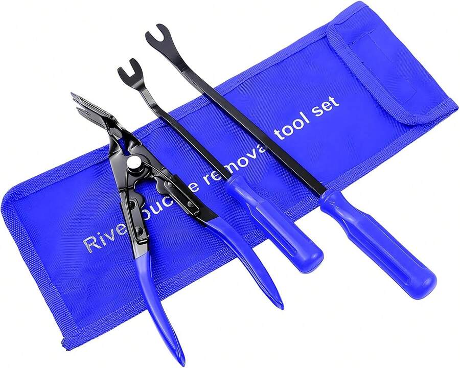 Fkewp 3PCS Car Clip Removal Tool, Auto Trim Upholstery Pry Tool Kit Fastener Rivet Remover With Storage Bag, Door Panel Clip Pliers Set Dashboard Repair Tools For Sedan Truck SUV (Blue) - ColorA - View 1