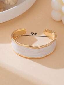 1 pieza Brazalete de acero inoxidable esmaltado con abertura, joyería de brazalete de acero inoxidable de unicolor clásico de moda - Multicolor - Ver 5