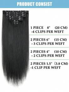JIAMEISI Clip In Hair Extensions Real Human Hair, Remy Human Hair Extensions Double Weft With Lace 70g 7pcs, Natural Straight Clip Ins For Women,#1 Jet Black - S1 - View 5
