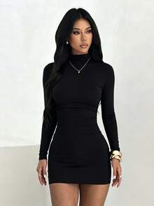 Women Mini Dresses - Black - View 2