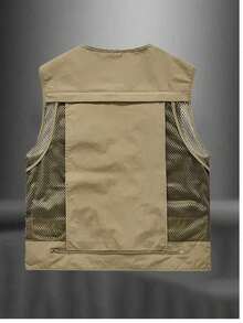 Men's Spring/Autumn Thin Outdoor Workwear Multi-Pocket Tactical Vest Jacket - Khaki - View 3