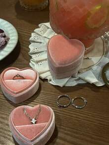 Kotak Cincin Mini Bentuk Hati Bergaya Vintage, Kotak Cincin Berlian Tunggal, Kotak Cincin Lamaran, Kotak Kalung Pita untuk Upacara Pernikahan, Kotak Perlengkapan Perhiasan - MultiWarna - View 6