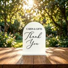 壓克力拱形裝飾牌，優雅展示「Cards & Gifts」與「Thank You」字樣，適合婚禮、派對、活動或居家裝飾，時尚壓克力裝飾牌，適用於卡片區、禮物桌與活動佈置 - A - 查看 4