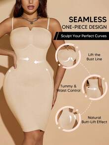 Shapewear Dress For Women Tummy Control Adjustable Spaghetti Seamless Body Shaper For Under Dresses Black Party Elegant Summer - Apricot - View 2