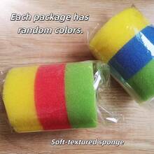 8/4/3/1pc Multi-Color Smiling Face/Flower Sponge, Surface Color Coded (Pink, Yellow, Green, Blue), With Hanging Hole. This Multi-Functional Household Cleaning Cloth Can Easily Meet Various Daily Cleaning Needs. - A - View 3