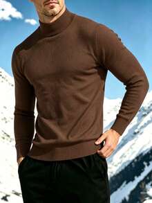 New Men's Casual Versatile Comfortable Minimalist Top - Brown - View 6
