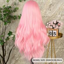 13X4 Free Part Black Green Highlights Body Wave Lace Front Wigs Pre Plucked Soft Long Wavy Hair Wigs Heat Resistant Wave Wigs Glueless Christmas Wig Long Wavy Synthetic Lace Front Wigs For Women Perfect For Daily Wear & Parties - 淺粉色 - 查看 8