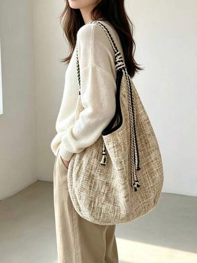 2026 New Chenille Woven Tote Bag, Vintage Niche Fashion High-End Shoulder Handbag