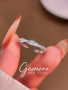 1pc 925 Sterling Silver Exquisite Unique Twisted Cross Design Rhinestone Toe Ring, Adjustable, Suitable For Summer Beach Wear - Cross Twist Toe Ring - View 1