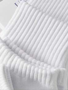 5 Pairs Men's Pure White Mid-Calf Summer Sports Socks, 1/10 Pairs Optional - White - View 3