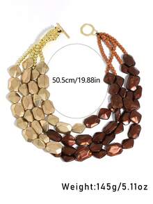 Collar de cuentas de resina multicapa estilo europeo y americano, gargantilla vintage exagerada con bloques de color, accesorio de cadena para la clavícula de diseño de nicho - Multicolor - Ver 3