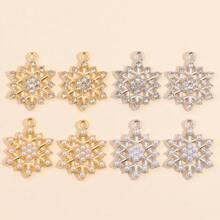 10Pcs Snowflake Series Pearl & Rhinestone Alloy Snowflake Pendants, Suitable For DIY Jewelry Making, Necklace Bracelet Earring Accessories, Christmas Holiday Decoration Gifts - Multicolor - View 2
