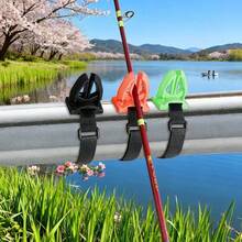Soporte de caña de pescar de silicona con clip de liberación rápida y cuerda, estante de almacenamiento de cañas de pescar, adecuado para kayak y accesorios de pesca en puente - A - Ver 3