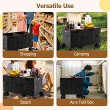 Large Foldable Utility Cart With 2-Tier Storage Crates And Telescoping Handle-Black-XY990145 - JV12891WH - View 8
