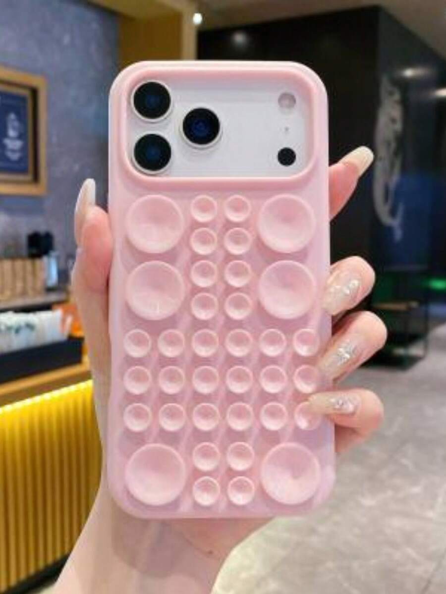Liquid Silicone Large Window Phone Case With Suction Cup, For IPhone 17 16 15 14 13 Promax, Soft And Reliable High-Quality Fashion Shockproof And Drop-Proof Back Cover, Not A TPU Imitation - Pink - View 1