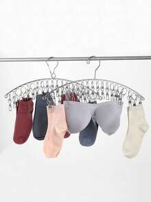 1pc Premium Windproof Multi-Clip Clothes Drying Rack, Portable Travel Laundry Storage Rack, Suitable For Socks, Bras, Underwear, Stockings And Gloves, Multi-Functional Bathroom And Beach Towel Hanging Rack, Indoor And Outdoor Use - Multicolor - View 6