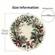 (Tree Toppers) 6pcs Holiday Coasters Set, Christmas Tree & Berry Design, Heat-Resistant Coffee & Hot Drink Mats, Suitable For Holiday Decor And Housewarming Gifts - Multicolor - View 4