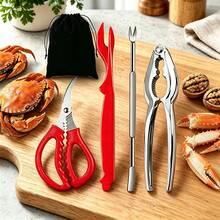 7-Piece/5-Piece/1-Piece Crab Seafood Tool Set, Including Seafood Scissors, Crab Needles, Crab Legs, And Dried Fruit Clips. Suitable For Cracking Shellfish, Crab Shells, And Nuts, With Storage Bag - View 12
