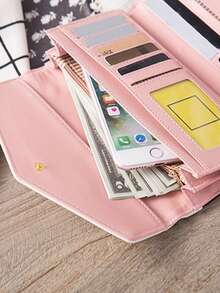Korean Style Ditsy Floral & Diamond Pattern Colorblock Envelope Clutch Wallet School Supplies Teacher Gifts Back To School For Women Wallet Purse Wallet Long Wallet - Multicolor - View 2