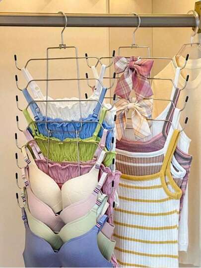 2/1pc Multi-Layer Stainless Steel Folding Drying Rack, Efficient Drying For Underwear And Bras, 8/4-Layer Multi-Functional Storage Rack, Suitable For Camisole Organization, Non-Slip Folding Bra Storage Rack, Small Space Storage Solution, Holiday Gift