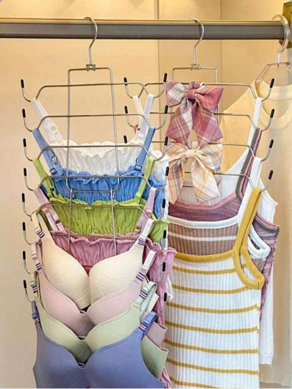 2/1pc Multi-Layer Stainless Steel Folding Drying Rack, Efficient Drying For Underwear And Bras, 8/4-Layer Multi-Functional Storage Rack, Suitable For Camisole Organization, Non-Slip Folding Bra Storage Rack, Small Space Storage Solution, Holiday Gift