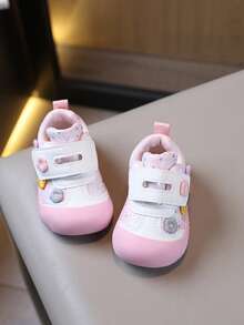 Children's Fashion Casual Sports Shoes With 3D Floral Decor - Pink - View 3