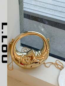 2026 European & American New High-End Exquisite Moon-Shaped Handbag For Women, Niche Creative Design Shoulder Crossbody Bag - Gold - View 2