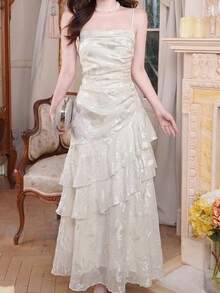 Autumn/Winter Fashion Women Elegant Bodycon Print Party Dress Vintage Chic Birthday Graduation Prom Dress Sleeveless Formal Casual Going Out Wedding Guest Clothes New Back To School Valentine's Day Outfits - Apricot - View 4