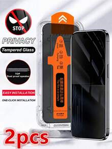 BOLLYMORE 2片裝防偷窺鋼化玻璃螢幕保護貼，相容 iPhone 16/15/14 Plus/13/12/11 Pro Max (6.1/6.7 吋)、XR/XS Max，全螢幕覆蓋隱私保護，附防塵輔助膜，易安裝、清晰視圖、側面防偷窺、防指紋、防水、耐刮，適用 X-16 系列 - 灰色 - 查看 16
