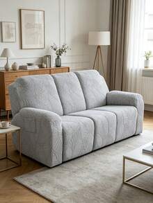 Sarung Sofa Recliner 1/2/3 Tempat Duduk untuk Ruang Tamu, Motif Daun, Sarung Sofa Santai, Sarung Kursi Berlengan, Sarung Sofa Recliner Elastis, Sarung Furnitur - Light Grey - View 11