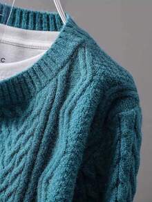 Áo cardigan len dệt kim tay dài cài nút đơn phong cách thường ngày cho nữ size lớn - Màu xanh ngọc - Xem 4