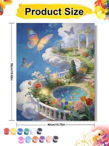Pintura al óleo DIY por números de Paraíso del Jardín de Mariposas, cielo soñador, flores, estanque de carpas koi, manualidades de pintura, decoración del hogar para adultos, 8x12/16x20 pulgadas, regalos festivos, sin marco - Conjuntos - Ver 8