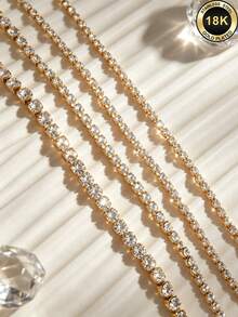 Dây xích đính đá rhinestone màu vàng 1m, viền pha lê đính dày, vật liệu làm trang sức DIY, phù hợp cho vòng tay, dây chuyền, trang trí quần áo và đồ thủ công handmade - dây chuyền đính đá - Xem 1