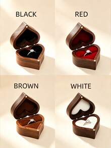 Custom Walnut Wood Ring Box, Engraved With Name And Date, Designed For Proposal And Wedding. Can Hold Two Rings, Features Flip Lid With Magnetic Closure, Perfect Choice For Engagement, Wedding, Anniversary, Valentine's Day - Multicolor - View 4