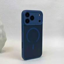 Free Shipping On 1 Item, Matte Dual-Layer Magnetic Charging  Handyhülle, 2mm Thick TPU+PC Material, 1300 Magnetic Force, Shockproof And Scratch-Resistant, Simple Solid Color, Compatible With MagSafe Magnetic Charging Interface For IPhone 12/Pro/Pro Max/13/Pro/Pro Max/14/Pro/Pro Max/15/Pro/Pro Max/16/Plus/Pro/Pro Max/17/Air/Pro/Pro Max - 藍色 - 查看 7
