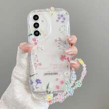 1件粉色碎花奶油紋軟殼防摔奶油殼不對稱造型手機殼，適用Android系列 [國際版非本地版] S26u/S25/S24/S23/S22/A57/37/56/36/26/27/17/16/15...NOTE 20ULTRA/OPPO reno14/14f/15/15f/15t/C85 RYX5/X6/X7X/8/X9...VIVO y04 MT Transsion... - 無色 - 查看 1
