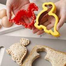 4pcs Sandwich Cutter Colorful Sandwich Cookie Cutter Set Dinosaur Heart Star Square Round Sandwich, Cookie, Vegetable Cutter, Suitable For Back To School Season Cookie Bento Mold - View 3