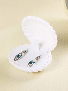 1pc Flocked Shell-Shaped Jewelry Box, Korean Style Flocked Earring Ring Storage Box, Large Capacity Portable Elegant Display Box, Mother's Day Wedding Birthday Party Daily Use, Gift For Female Friends - Multicolor - View 11