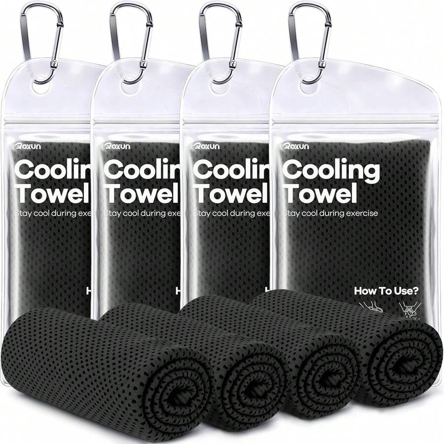 4 Pack Cooling Towels, 40''x12'' Soft Breathable Chilly Neck Ice Towel For Workout Running Golf - 4 Black - View 1