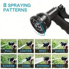 Non-Expandable Garden Hose With High-Pressure Nozzle, Lightweight Hose For Yard, Lawn, Garden, Plant Watering And Car Washing/Equipped With 3/4" And 1/2" Connectors, Includes 7-Function Nozzle, Durable And Lightweight Expandable Garden Hose For Easy Watering And Gardening 25/50/75/100/125/150 Inches - B - View 9