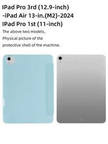 極簡筆記本風白色冰藍彩繪筆槽保護殼，適用於 iPad Mini 6/Mini 7/9.7/10.2/10.5/Air 4/Air 5/10th/10.9/Pro 11"/Air 11(M2)/12.9/Pro 11 2024(M4)/Air 13(M3 2025)/Air 11-Inch(M3) 2025/(A16) 11 Inch 11th Generation 2025，9.7 和 10.2 為左側筆槽，其他機型為右側筆槽，三折平板保護殼附筆槽，TPU 軟邊全包防摔耐磨，蜂巢散熱，磁吸休眠，內建筆槽，不含筆 - 白冰藍 - 查看 11