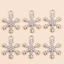 10Pcs Snowflake Series Pearl & Rhinestone Alloy Snowflake Pendants, Suitable For DIY Jewelry Making, Necklace Bracelet Earring Accessories, Christmas Holiday Decoration Gifts - Multicolor - View 24