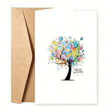 Vibrant Balloon Tree Birthday Card - High-Quality Paper, Colorful Design, Suitable For Family And Friends, Perfect For Any Celebration, Holiday Stationery | Colorful Birthday Card - Multicolor - View 8