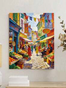 Colorful Street Market Scene DIY Oil Painting By Numbers Painting Crafts Adult Home Decoration 8x12/16x20inch Holiday Gifts Frameless - Sets - View 1