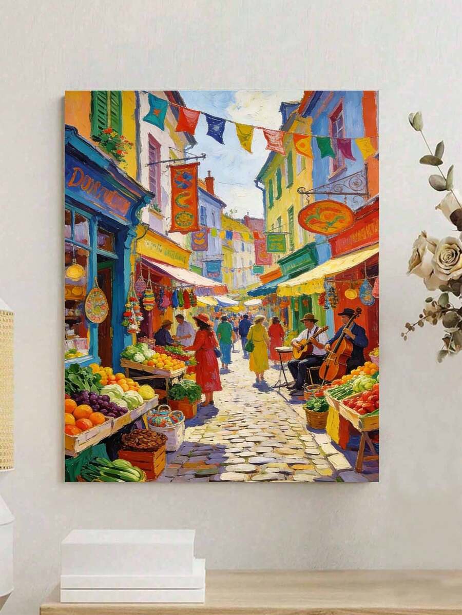 Colorful Street Market Scene DIY Oil Painting By Numbers Painting Crafts Adult Home Decoration 8x12/16x20inch Holiday Gifts Frameless - Sets - View 1