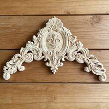 1pc Unfinished Wooden Carved Decorative Corner Onlay, Intricate European Style Relief Pattern, Suitable For Cabinet, Door, Window, Fireplace, Wall, Furniture, Backsplash Decor, DIY - Multicolor - View 6