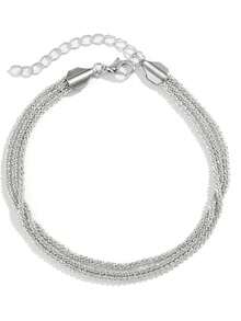 1pc Fashionable Creative Minimalist Elegant Micro-Inlaid Rhinestone Tassel Pendant Anklet Suitable For Women's Daily, Vacation, Party Wear - Silver - View 2