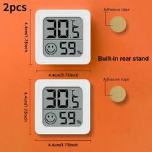 2pcs Mini Compact Digital Thermometer Hygrometer, Practical Indoor Outdoor Humidity Monitor With LCD Display, Battery Powered Temperature Humidity Meter For Home, Teenager Room, Garden, Car - 白色 - 查看 13